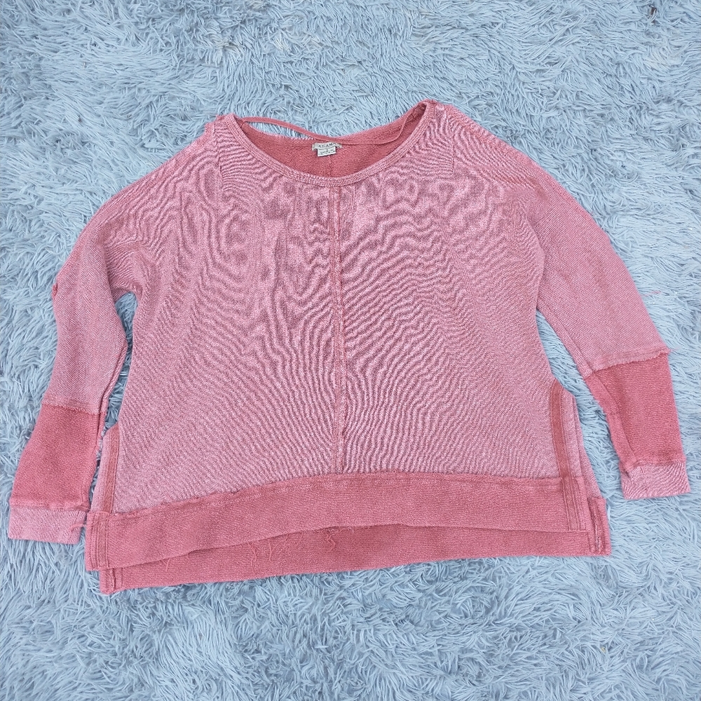 Cold Shoulder Split Hem Two Tone Exposed Reverse … - image 1